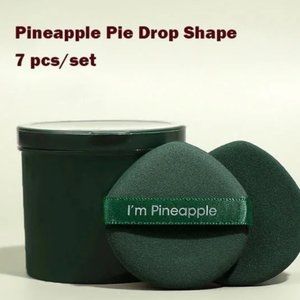 Cosmetic Puff Set Double Sided 7PC Green Pineapple (water drop)